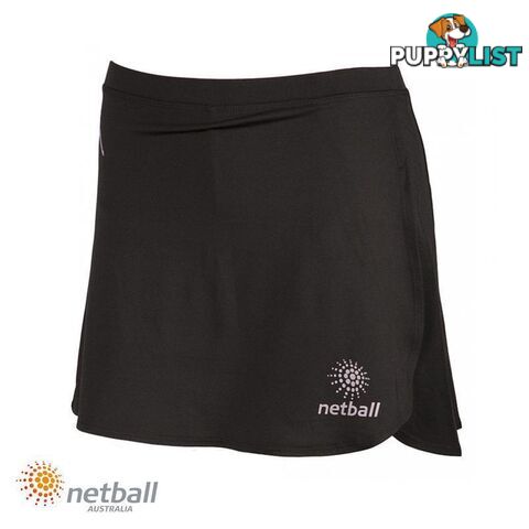 NetballAus Impulse Ladies Netball Skort - Black - NETBALLAUS