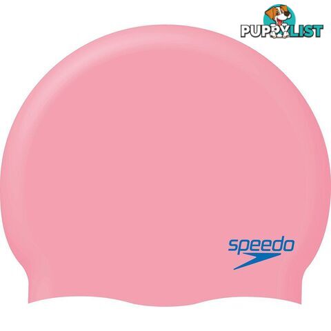 Speedo Plain Moulded Silicone Junior Swim Cap - Neon Fire/Bondi Blue - SPEEDO - 5053744633022