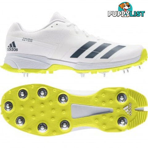 Adidas Adizero 22 Yards Senior Cricket Shoe - White lSize 10.5 - ADIDAS