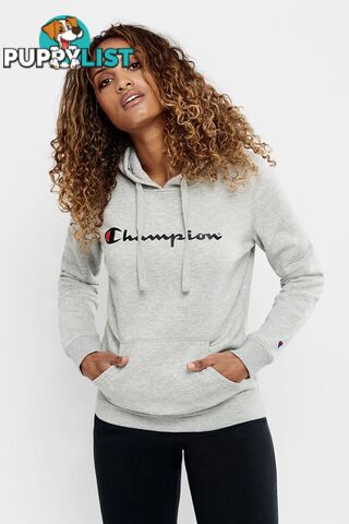 Champion Womens Script Hoodie - Grey - CHAMPION - 9351950116794