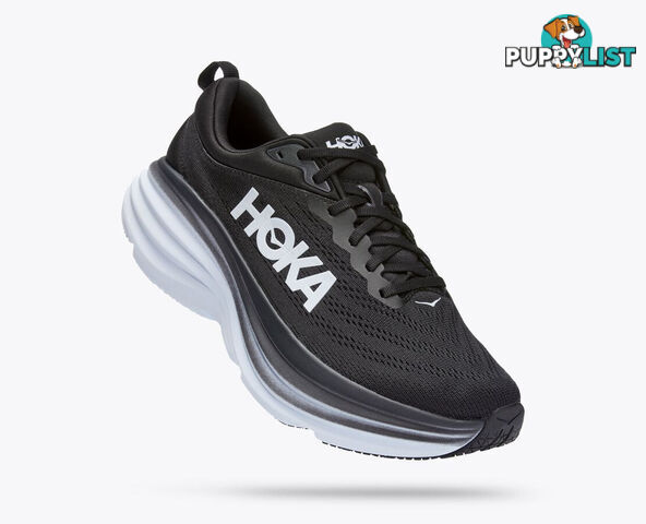 Hoka Bondi 8 Wide Womens Running Shoe - Black/White - HOKA