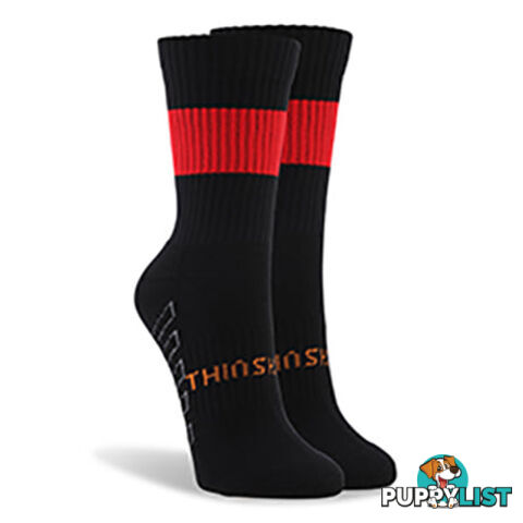 Thinskins Short Fine Knit Football Socks - Black/Red Hoops - THINSKINS - 9318317200626