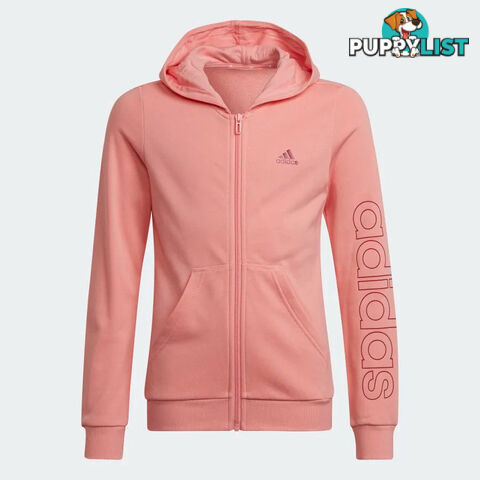 Adidas Girls Essentials Logo Full-Zip Hoodie - Pink - ADIDAS