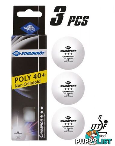 Donic Champion ITTF 3 Star Poly 40+ 3 Pack able Tennis Balls - DONIC