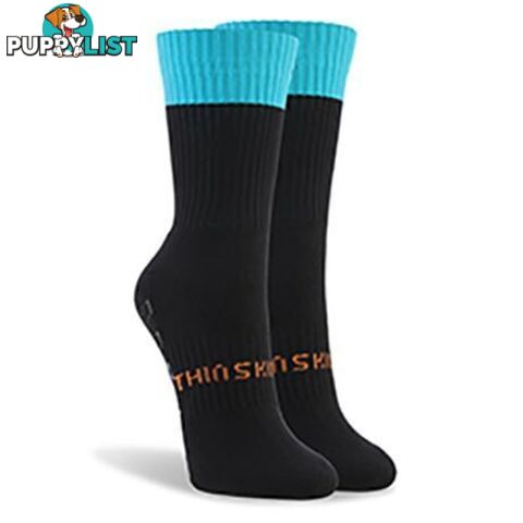 Thinskins Short Football Socks - Black/Teal Top - THINSKINS - 9318317200862