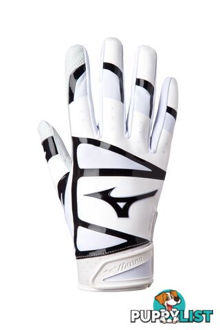 Mizuno F-257 Baseball/Softball Batting Gloves - White/Black - MIZUNO