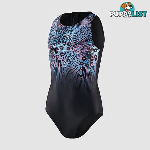 Speedo Girls Placement Hydrasuit One Piece - Black/Lapis/Pink - SPEEDO