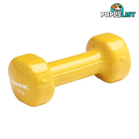 York PVC 2Kg Dipped Dumbbell - Yellow - YORK