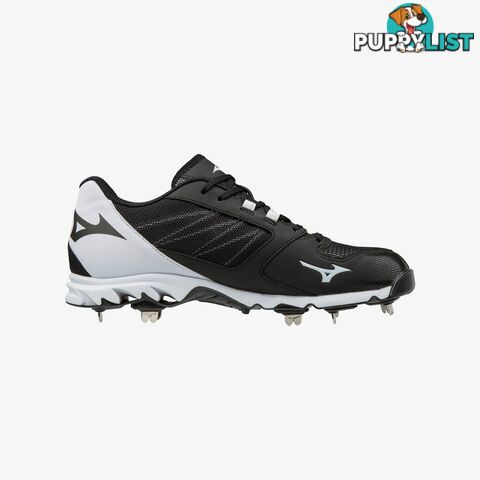 Mizuno 9-Spike Ambition 2 Metal Adult Baseball/Softball Cleat - Black/White - MIZUNO - 9342556355847