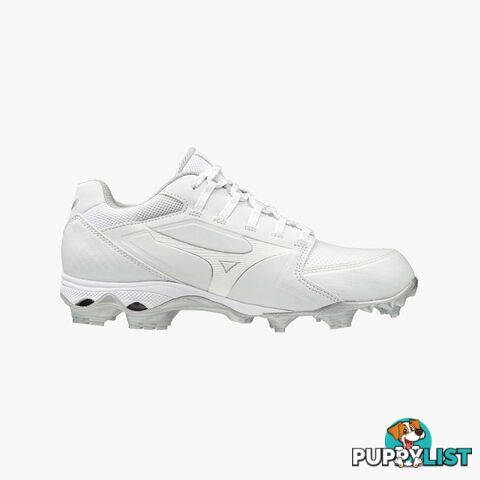 Mizuno Finch Elite 5 TPU Moulded Adult Baseball/Softball Cleat - White/White - MIZUNO