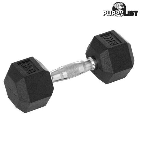 EdgeFit Rubber Hex Dumbbell 8kg - EDGEFIT