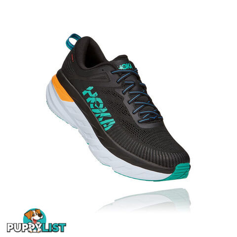 Hoka Mens Bondi 7 Running Shoe - Black/Atlantis - HOKA