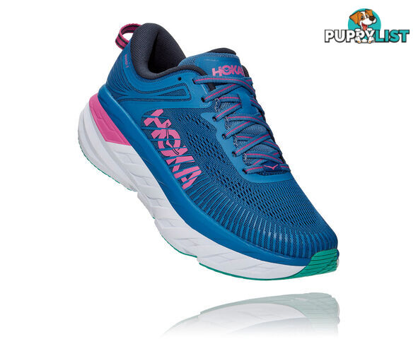 Hoka Womens Bondi 7 Running Shoe - Vallarta Blue/Phlox Pink - HOKA