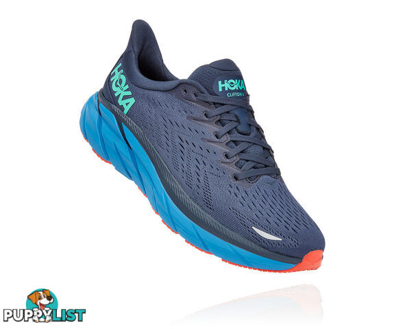 Hoka Mens Clifton 8 Running Shoe - Outer Space/Vallarta Blue - HOKA