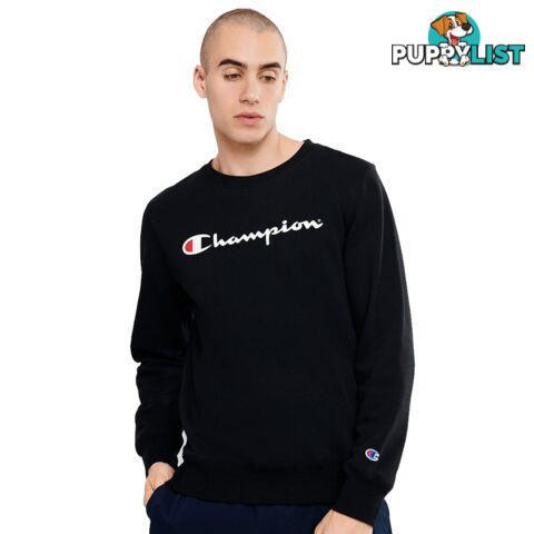 Champion Mens Script Crew - Black - CHAMPION - 9351950112833