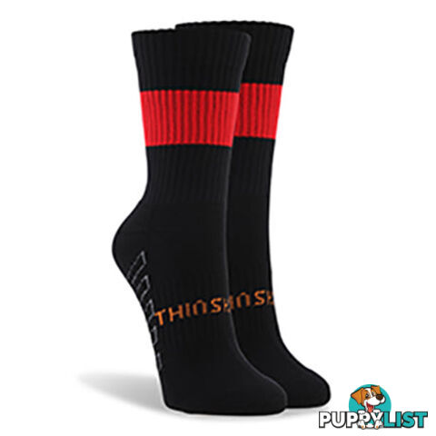 Thinskins Short Fine Knit Football Socks - Black/Red Hoops - THINSKINS - 9318317200602