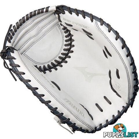 Mizuno MVP Prime 34 Inch RHT Fastpitch Softball Catchers Mitt - White/Gold - MIZUNO