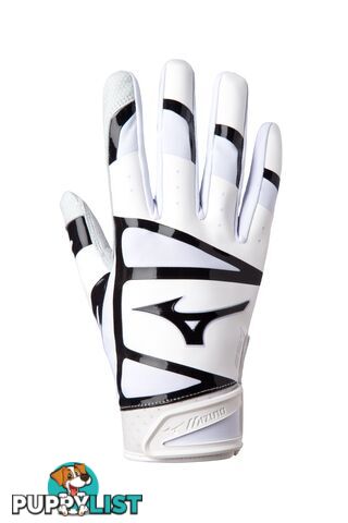 Mizuno F-257 Baseball/Softball Batting Gloves - White/Black - MIZUNO