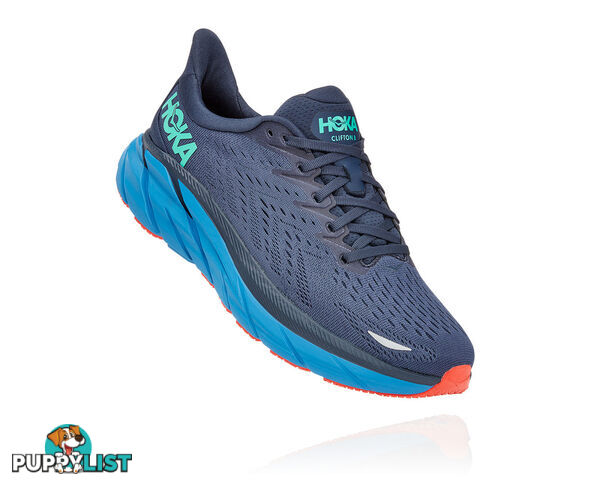 Hoka Mens Clifton 8 Running Shoe - Outer Space/Vallarta Blue - HOKA