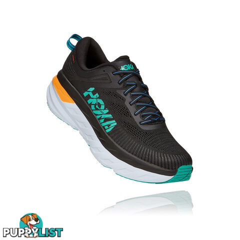 Hoka Mens Bondi 7 Running Shoe - Black/Atlantis - HOKA