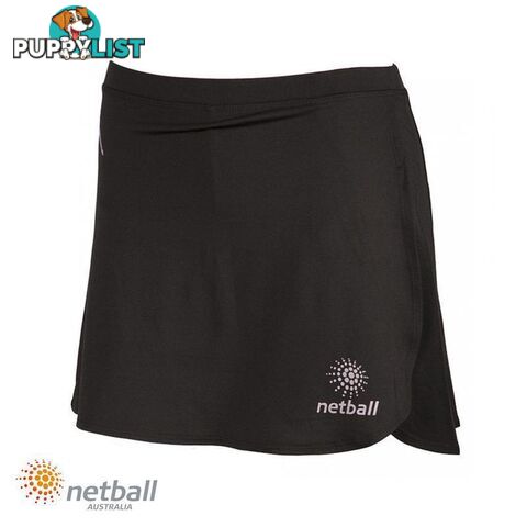 NetballAus Impulse Ladies Netball Skort - Black - NETBALLAUS