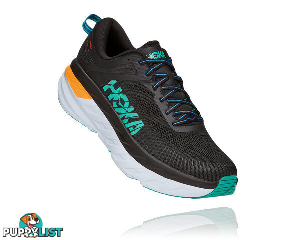 Hoka Mens Bondi 7 Running Shoe - Black/Atlantis - HOKA