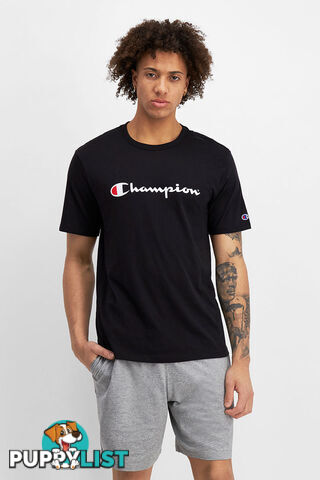 Champion Mens Script SS Tee - Black - CHAMPION