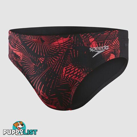 Speedo Mens Allover 7cm Brief - Black/Lava Red - SPEEDO