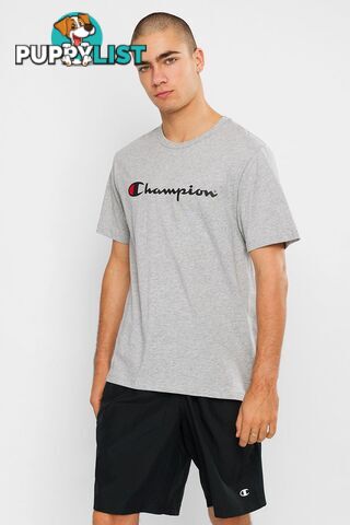 Champion Mens Script SS Tee - Grey - CHAMPION - 9352762694654