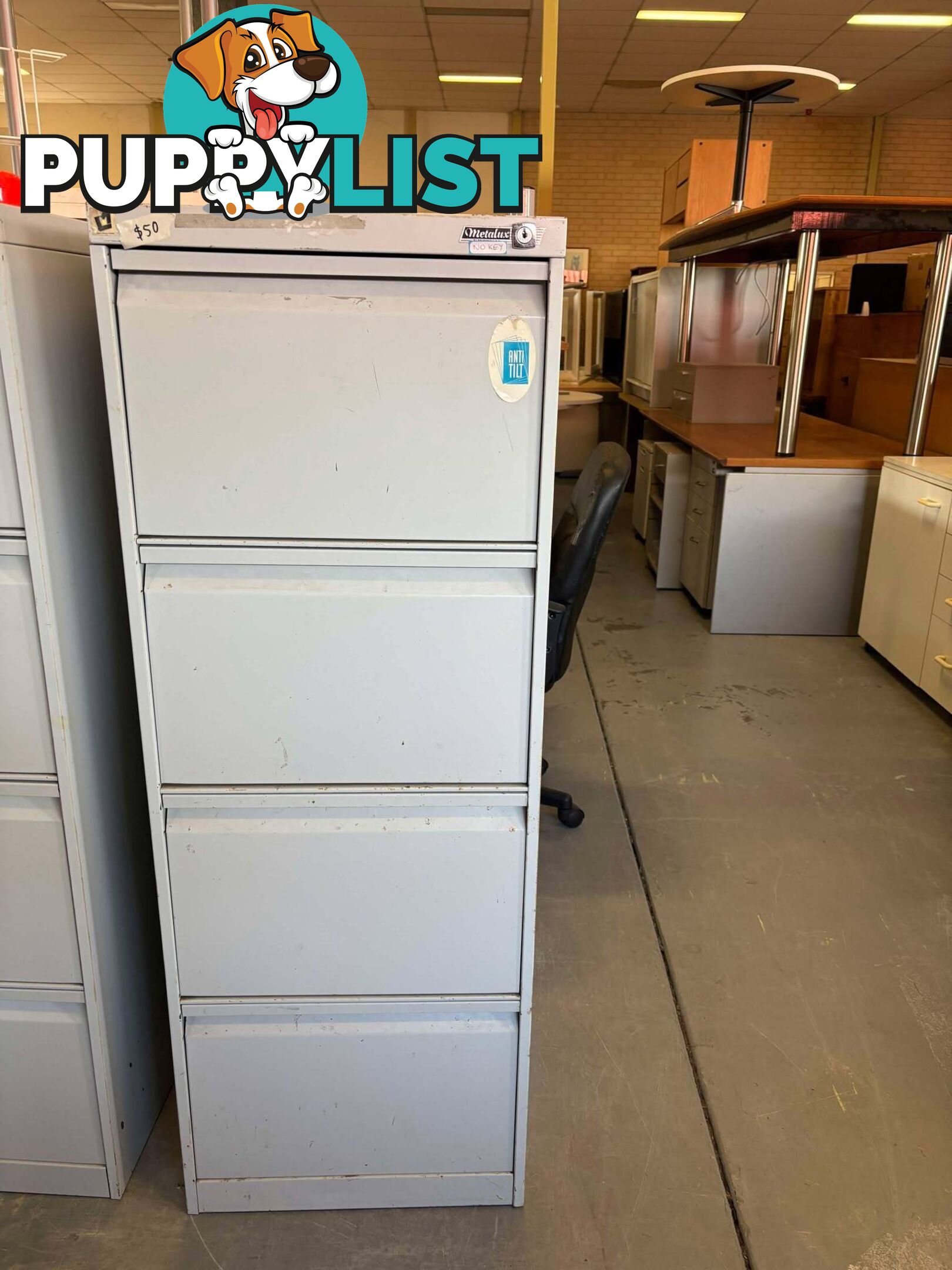 4-Drawer Vertical Filing Cabinet- NO KEY