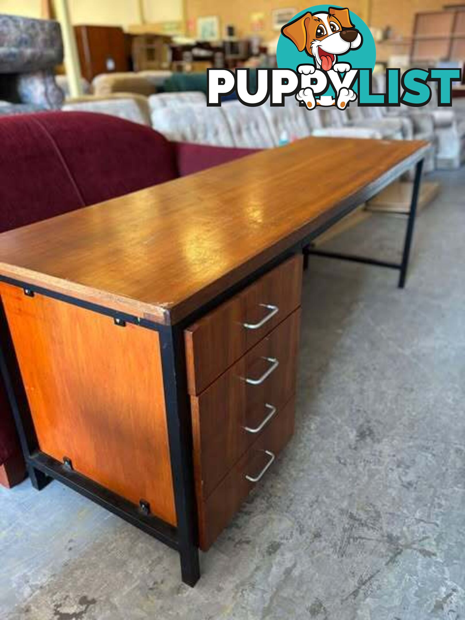 Large Long office desk metal and solid wood - Embleton,Perth