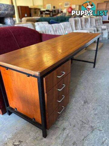 Large Long office desk metal and solid wood - Embleton,Perth