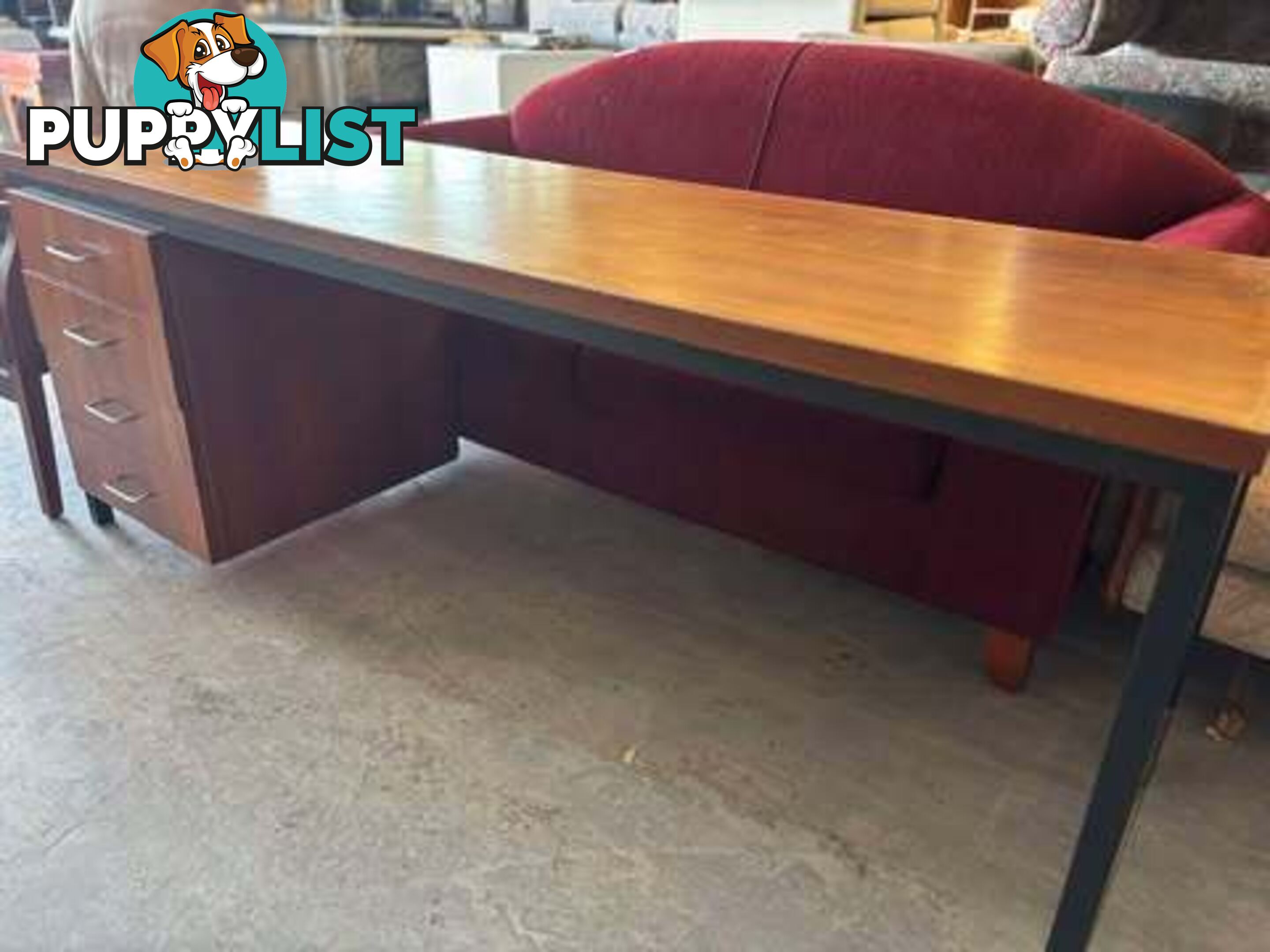 Large Long office desk metal and solid wood - Embleton,Perth