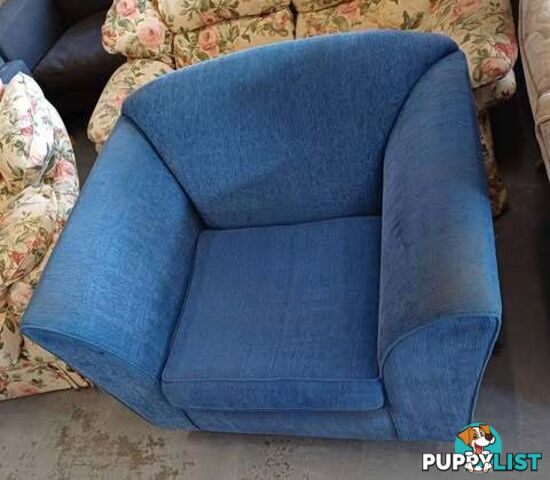 Extra Large very comfortable blue single lounge chair.