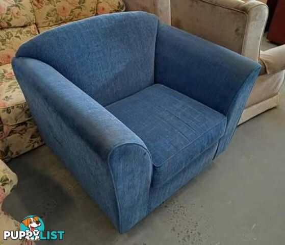 Extra Large very comfortable blue single lounge chair.