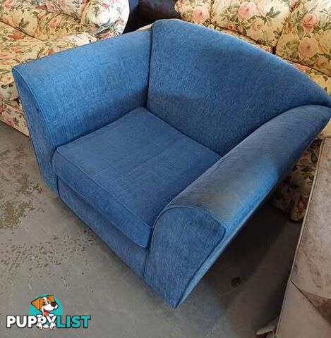 Extra Large very comfortable blue single lounge chair.