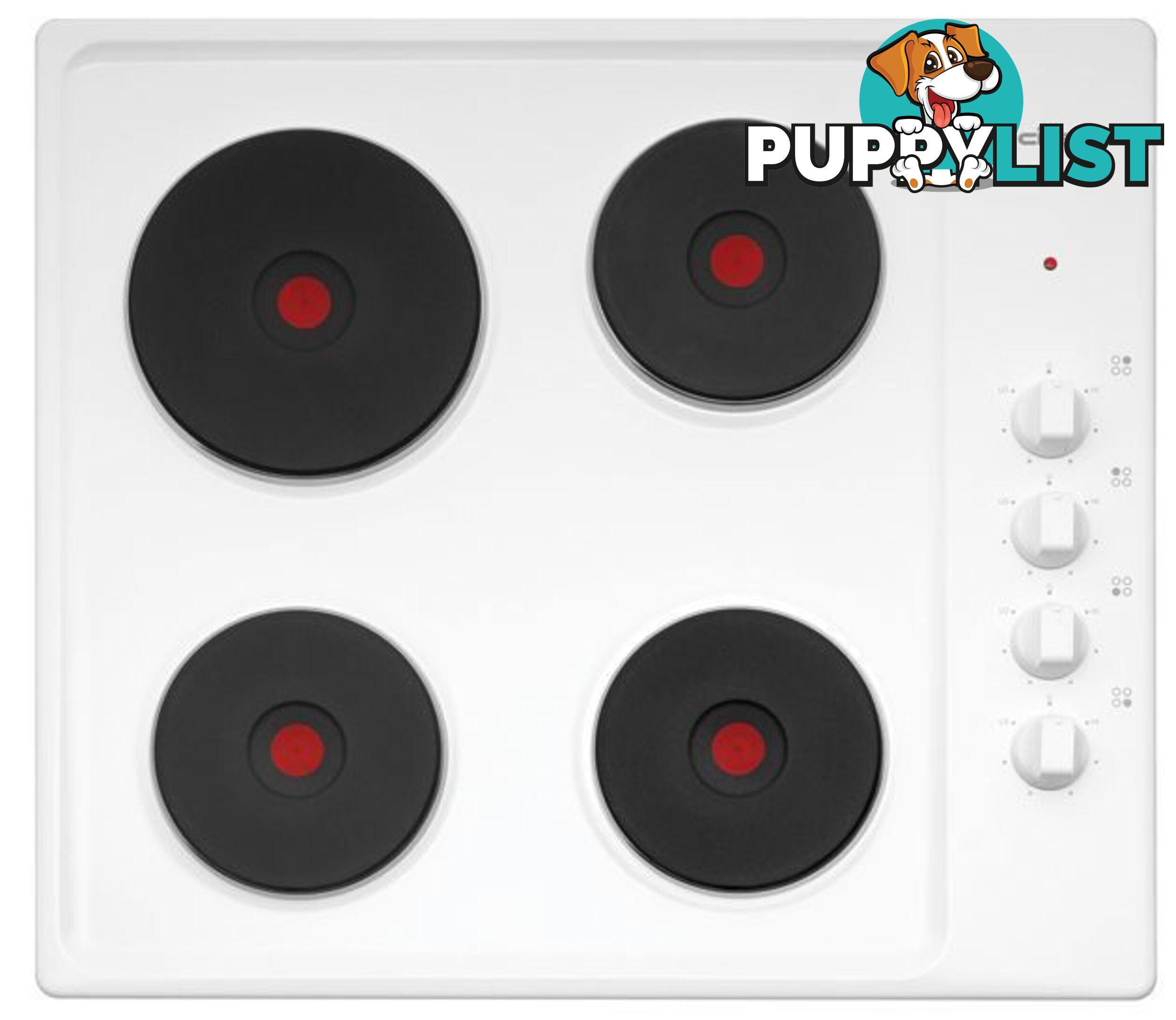 Chef 60cm White Enamel Solid Hotplate Cooktop - EHC617W Cat C