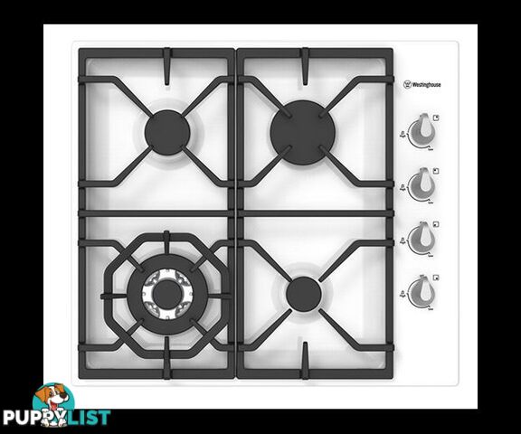 Westinghouse 60cm White Gas Cooktop, Wok, Cast Iron – WHG645WA