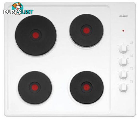 Chef 60cm White Enamel Solid Hotplate Cooktop - Model: EHC617W