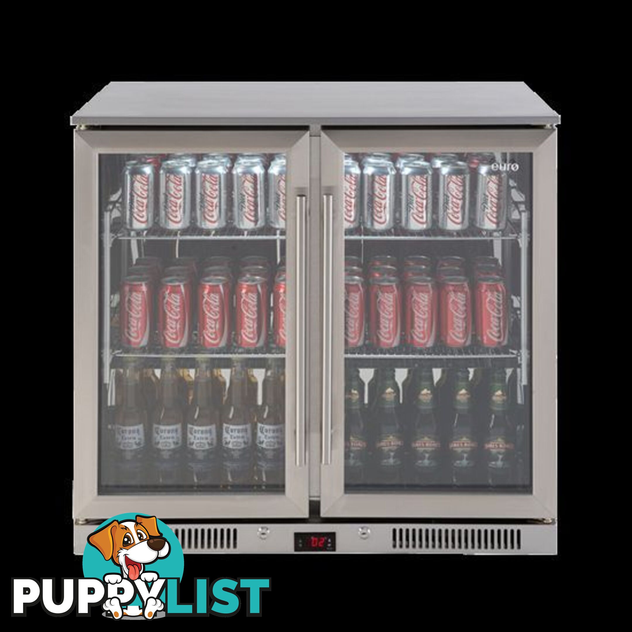 Euro Double Glass Door Beverage Fridge - Model: EA900WFSX