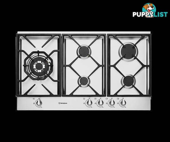 Westinghouse 90cm Stainless Steel 5 Burner Gas Cooktop - WHG956SA