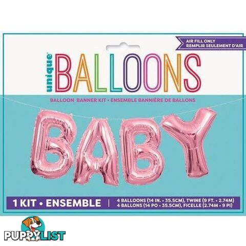 Baby Pink 35.5cm (14) Foil Letter Balloon Kit - 011179536849