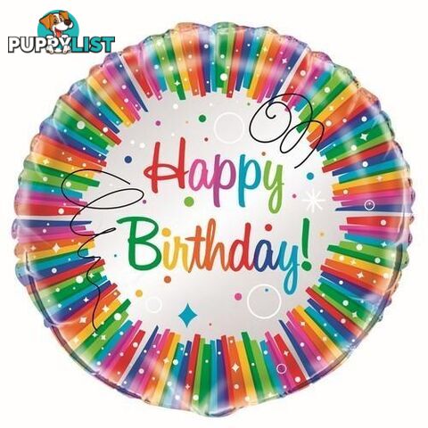 Rainbow Ribbons Happy Birthday 45cm (18) Foil Balloon Packaged - 011179495771