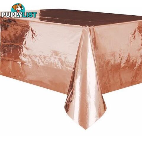 Metallic Rose Gold Plastic Tablecover Rectangle 137cm x 274cm (54 x 108) - 011179534739