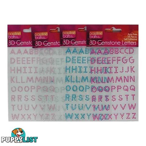 3D Gemstone Letters Stickers Pack of 4 - 900019