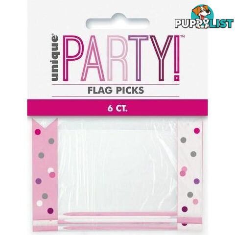 Pink 6 Flag Picks 9cm (3.5) - 011179839278