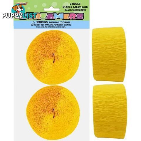 Crepe Streamers Sunflower Yellow 2 x 24m (81ft) - 9311965630753