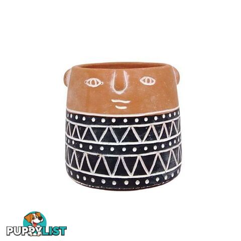 Medium Terracotta Pot with Face - 9328644059033