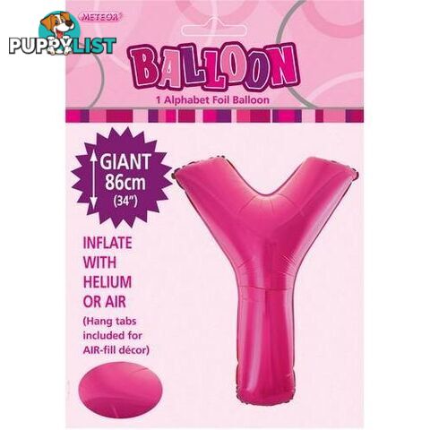 Hot Pink Y Alphabet Foil Balloon 86cm (34) - 9311965431541