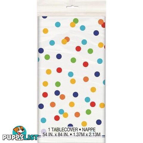 Rainbow Polka Dot Printed Tablecover 137cm x 213cm (54 x 84) - 011179582532